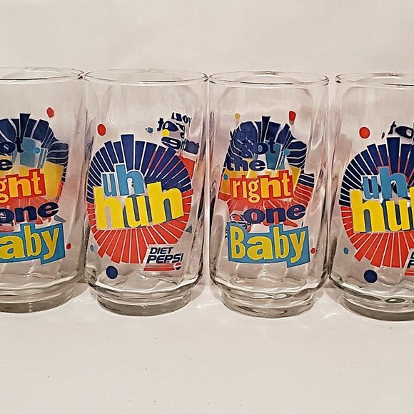 Diet Pepsi vintage Glasses Uh Huh You Got The Right One Baby Ray Charles 1991 x4 - Picture 2 of 2
